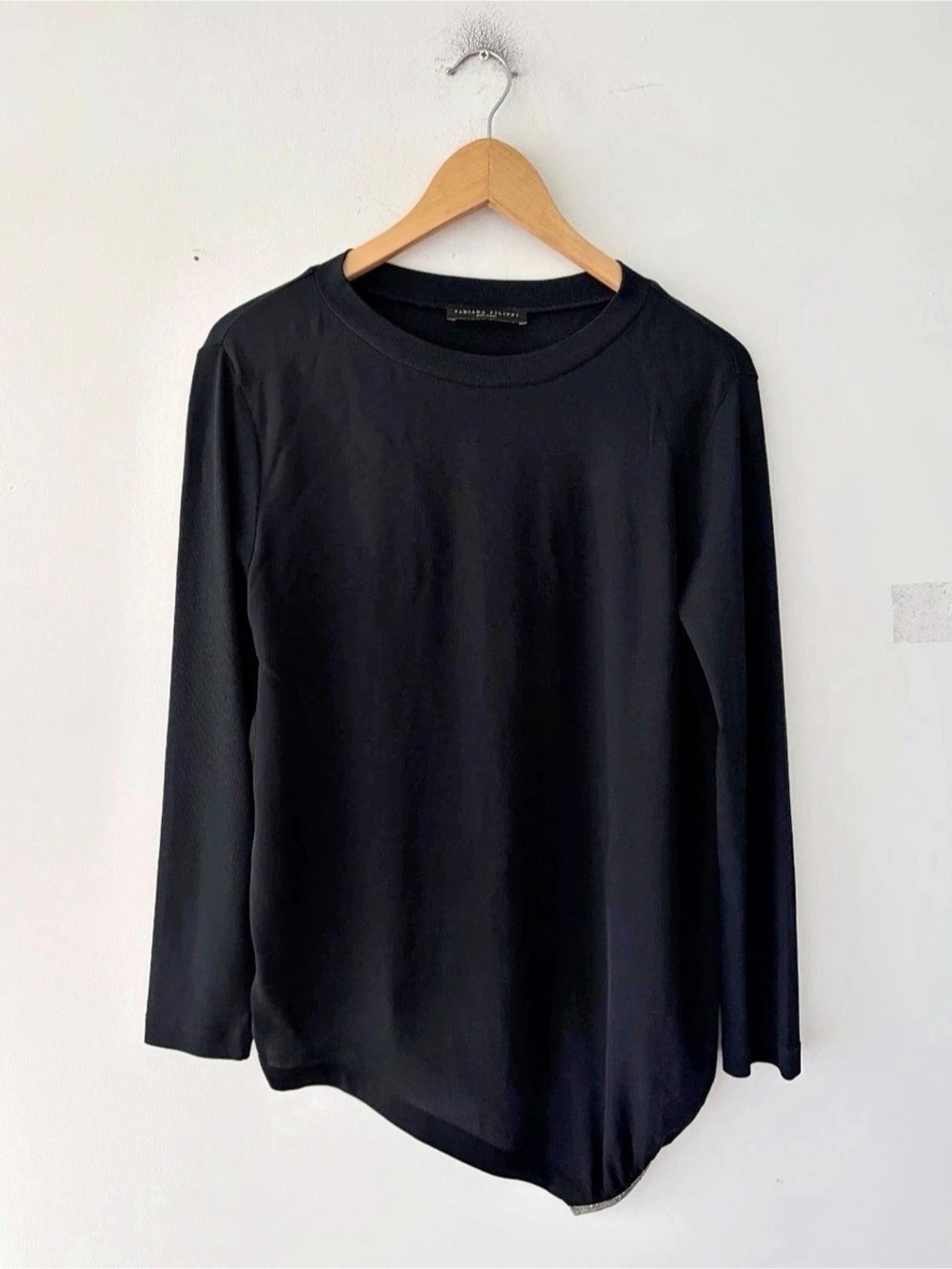 Fabiana Filippi Long Sleeve Silk Blouse in Black Size L